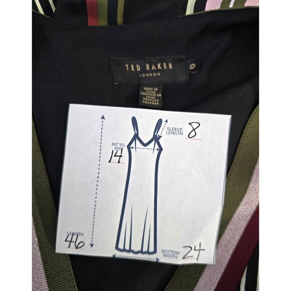 Ted Baker Safiiya Striped V-Neck Dress Fit & Flare TB 0 US 2 - Picture 3 of 10